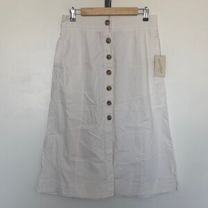 Universal Thread Button-Front A-Line Linen Blend Skirt